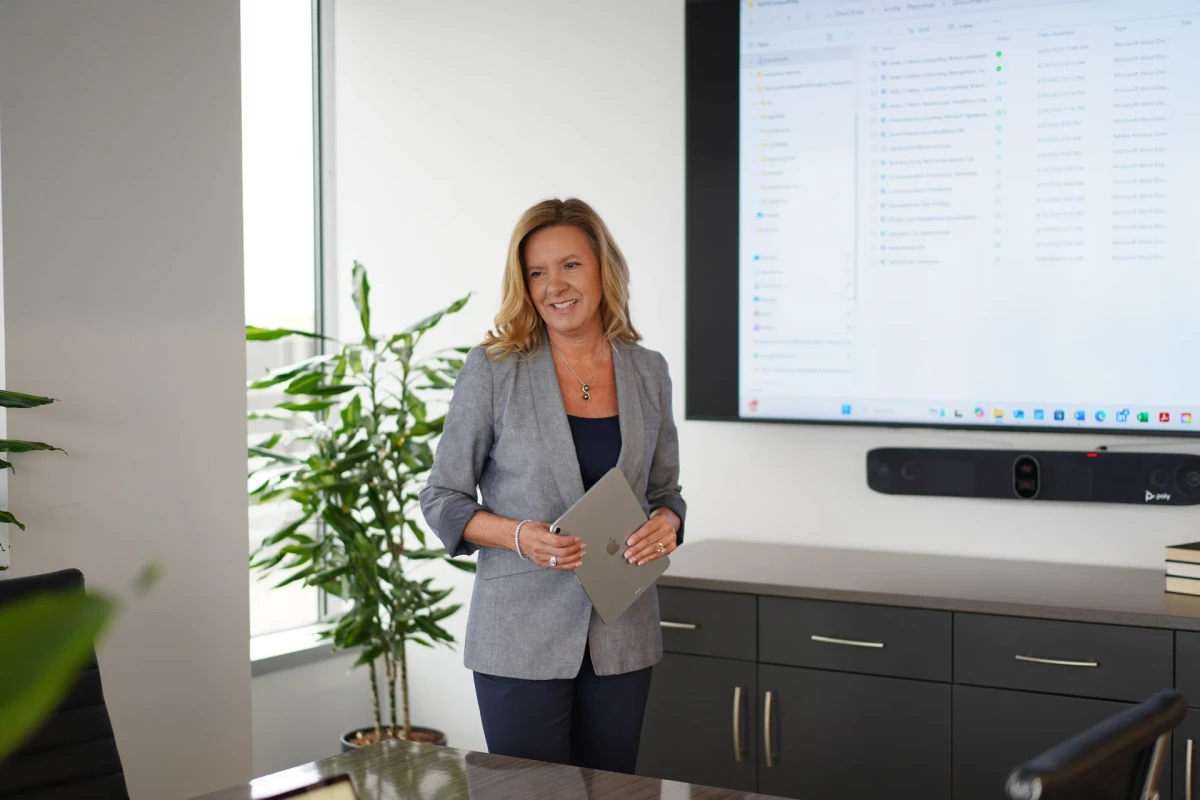 Executive team meeting with fractional leadership guidance